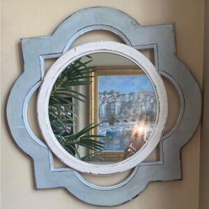 Elegant Blue and White Wall Mirror